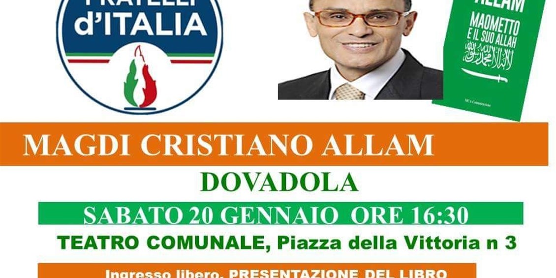  “Islam e immigrazione: la minaccia alla nostra civiltà italiana”. La mia conferenza oggi alle ore 16,30 a Dovadola (Forlì-Cesena)