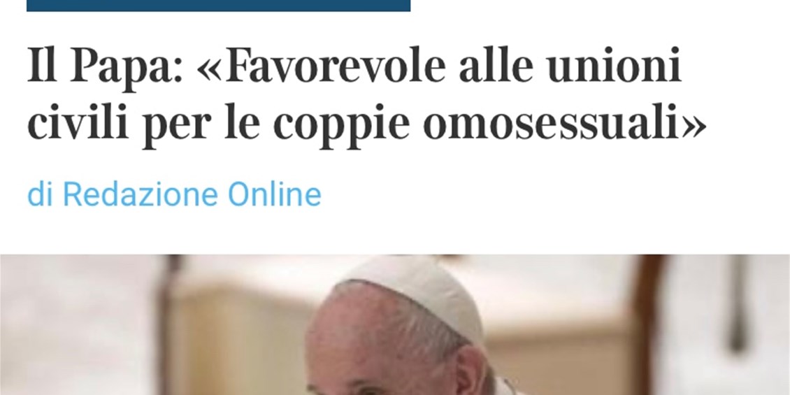 Papa Francesco è favorevole alle unioni civili per le coppie omosessuali. È il colpo di grazia alla famiglia naturale